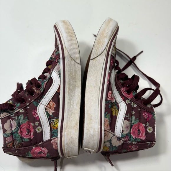 Vans Kids Floral High-Top Shoes - Burgundy and White - Picture 10 of 13